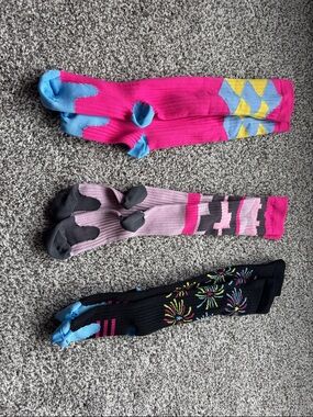 Bright Patterned Knee-High Compression Running Socks